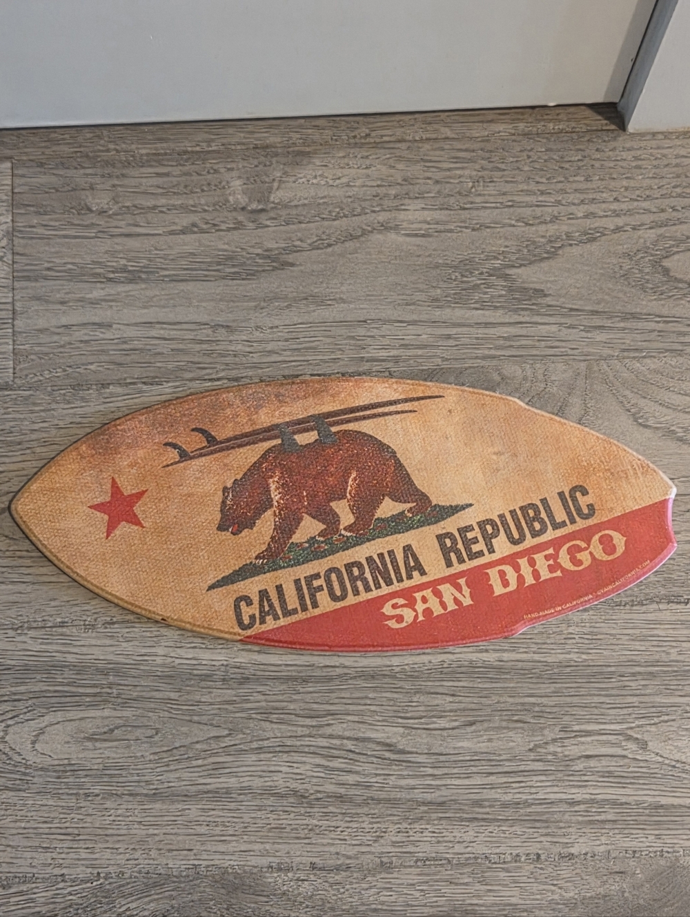 Cyain Handmade Decorative Surfboard California Flag Print - Size 19.5" x 8.5"